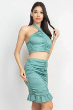 Halter Neck Crop Top & Skirts Set | Mixtshop LLC