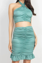Halter Neck Crop Top & Skirts Set | Mixtshop LLC
