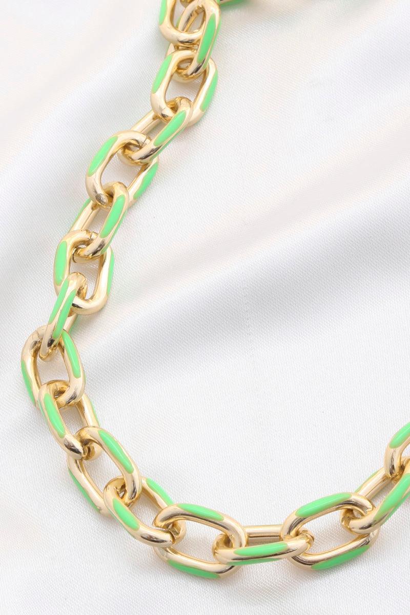 Color Metal Oval Link Necklace Secondary image