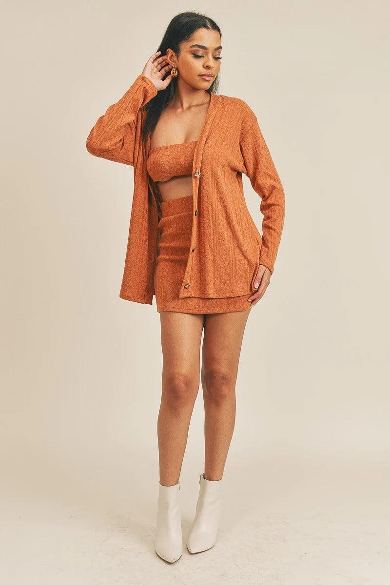 Cardigan Solid Color 3 Piece Set | Mixtshop LLC