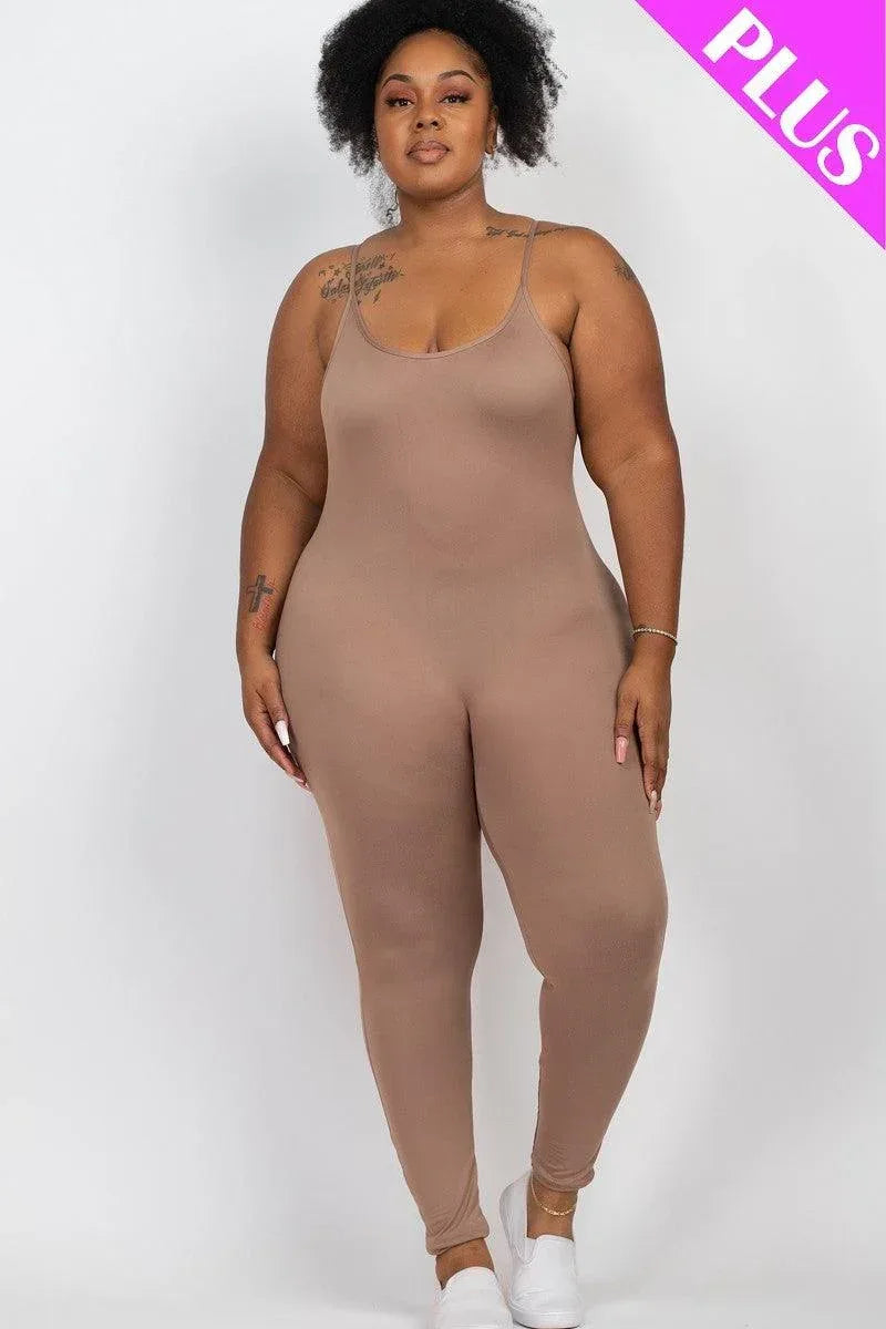 Plus Size Solid Bodycon Cami Jumpsuit | Mixtshop LLC Main image