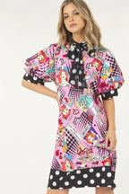 Print Midi Dress With Polka Dot Finish | Mixtshop LLC