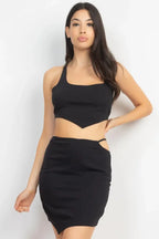 Asymmetrical Cross Back Top & Skirts Set | Mixtshop LLC