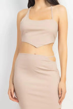 Asymmetrical Cross Back Top & Skirts Set | Mixtshop LLC