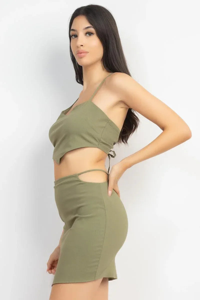 Asymmetrical Cross Back Top & Skirts Set | Mixtshop LLC