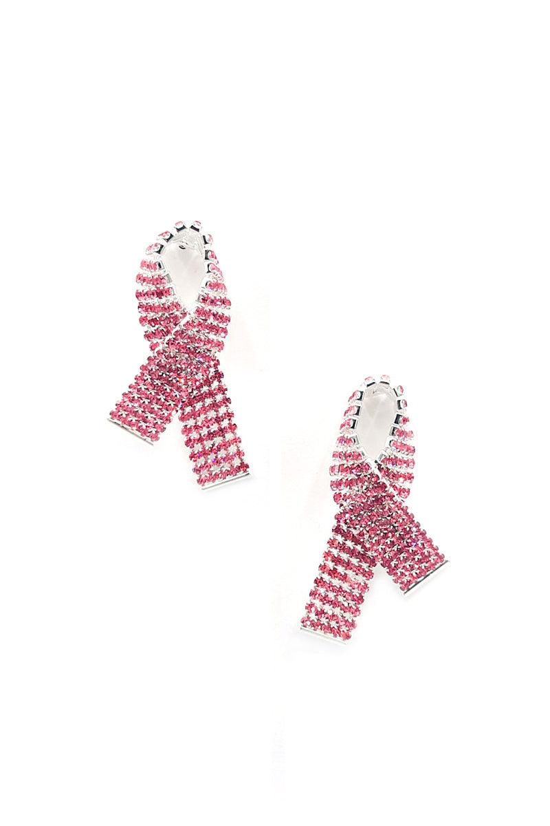 Rhinestone Awarness Bow Earring | Mixtshop LLC