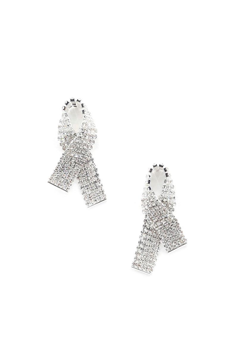 Rhinestone Awarness Bow Earring | Mixtshop LLC