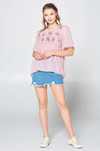 This Detailed Lace Trimmed Bubble Chiffon Blouse | Mixtshop LLC