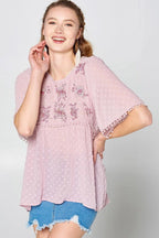 This Detailed Lace Trimmed Bubble Chiffon Blouse | Mixtshop LLC