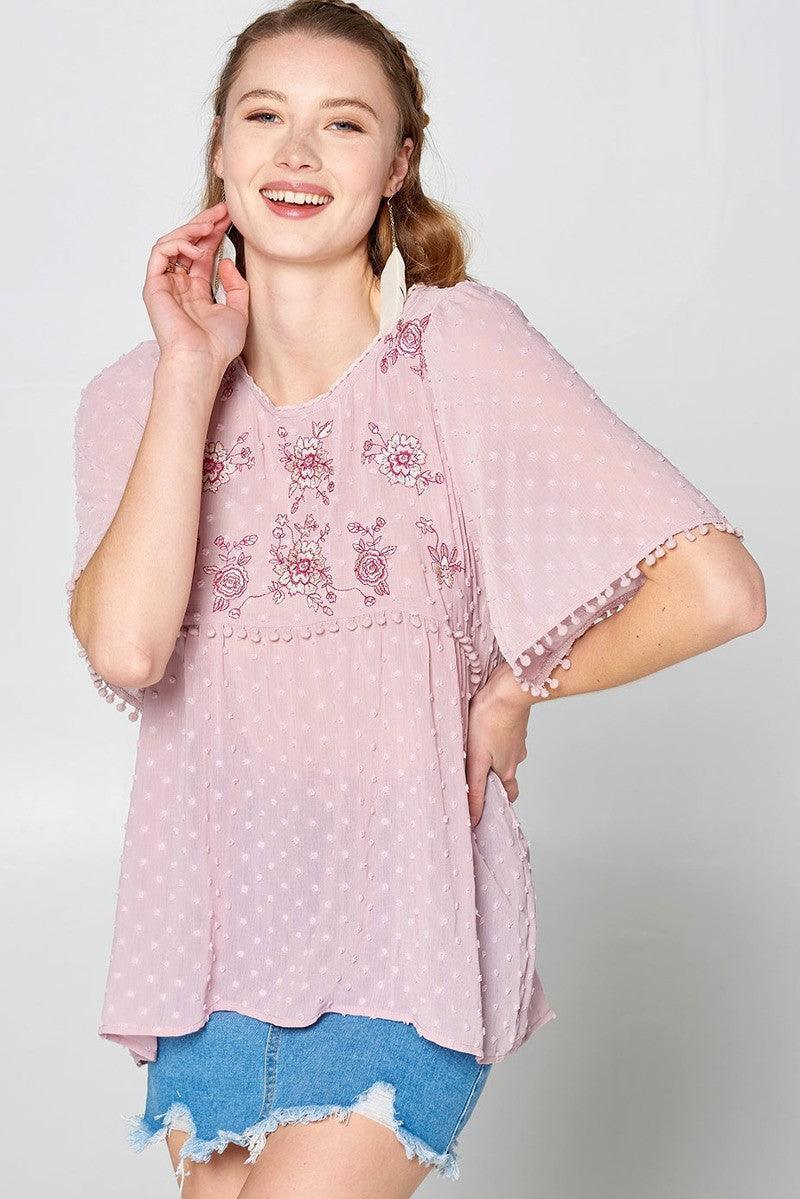 This Detailed Lace Trimmed Bubble Chiffon Blouse | Mixtshop LLC