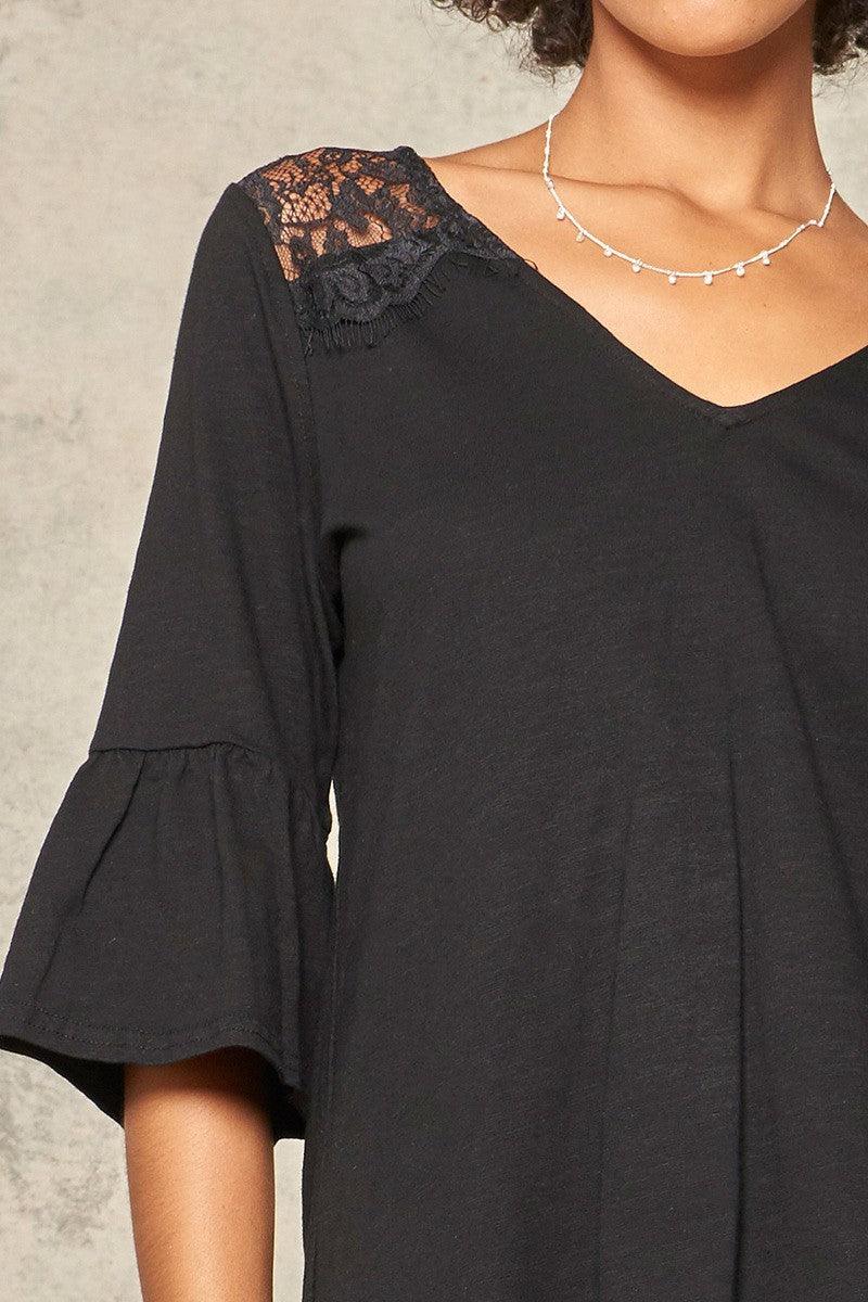 A Knit Top With Deep V Neckline And Yoke Design | Mixtshop LLC