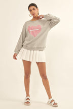 Vintage-style Heart Graphic Print French Terry Knit Sweatshirt | Mixtshop LLC