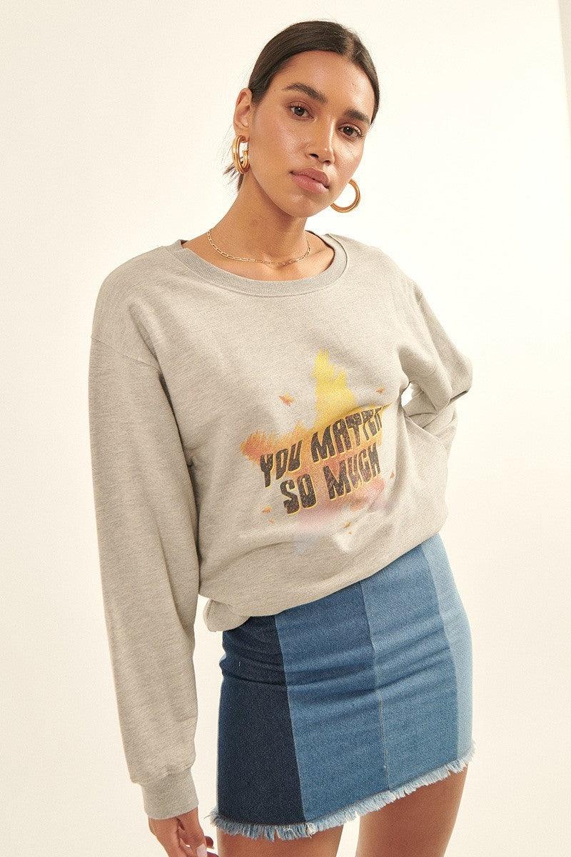 Vintage-style, Multicolor Star French Terry Knit Graphic Sweatshirt | Mixtshop LLC