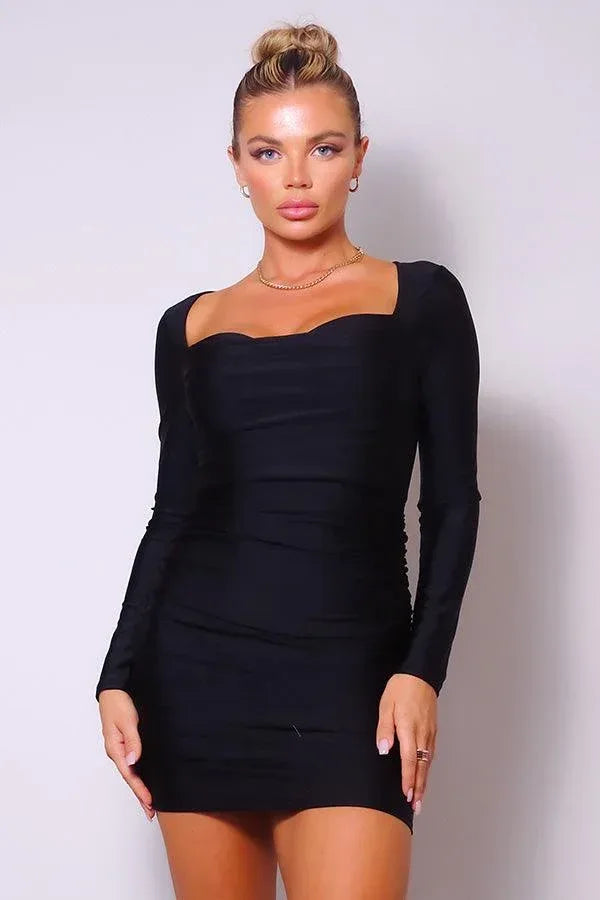 Sweetheart Pleated Front Sexy Mini Dress | Mixtshop LLC Main image