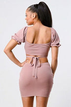 Lux Side Cutout W/ Back Tie Detail Bodycon Dress | Mixtshop LLC