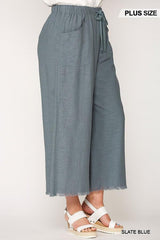 Frayed Wide Leg Pants With Pockets | Mixtshop LLC