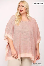 Light Knit And Woven Mixed Boxy Top With Poncho Sleeve | Mixtshop LLC