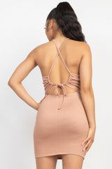 Halter Neck Ribbed Seamless Cut-out Dress | Mixtshop LLC