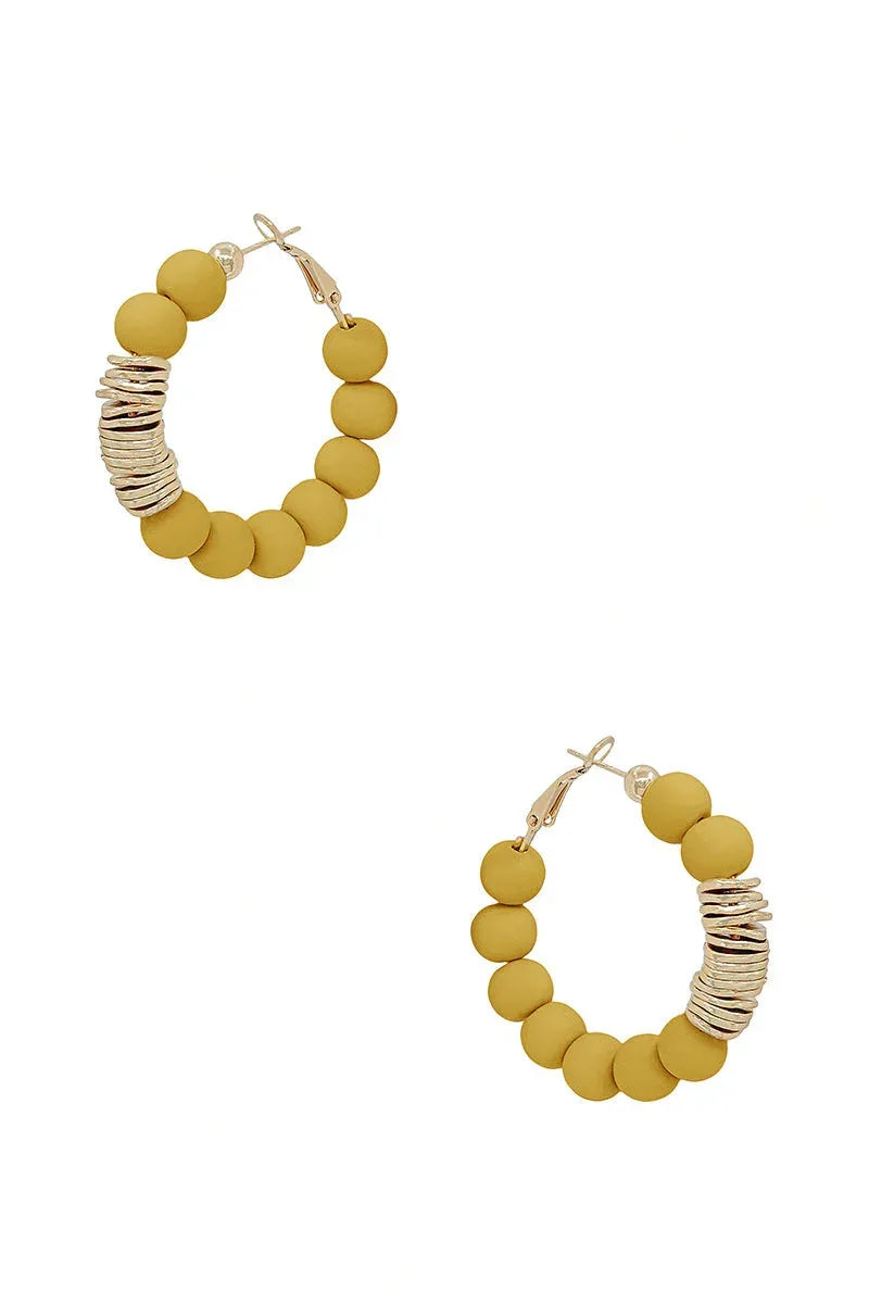 Clay Ball With Metal Accent Hoop Earring | Mixtshop LLC