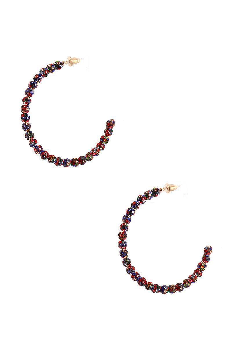 Rhinestone Bead Open Hoop Post Earring Secondary image