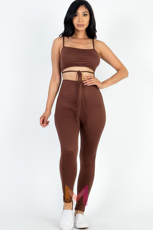 Solid Tie Front Cut Out Jumpsuit | Mixtshop LLC