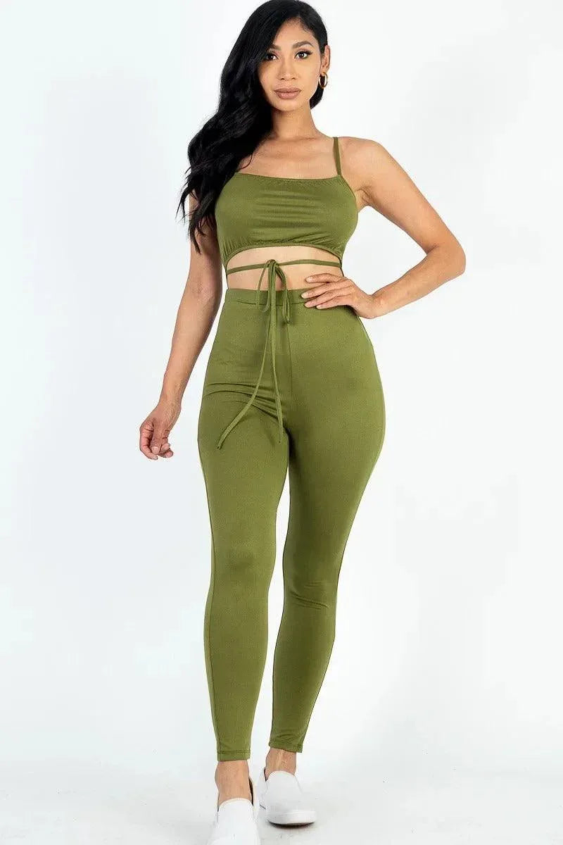 Solid Tie Front Cut Out Jumpsuit | Mixtshop LLC Main image
