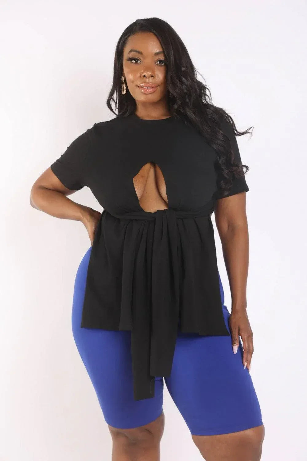 Tie Detailed Slit T Shirt | Mixtshop LLC Main image