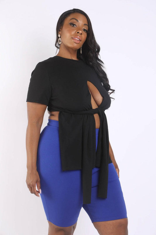 Tie Detailed Slit T Shirt | Mixtshop LLC