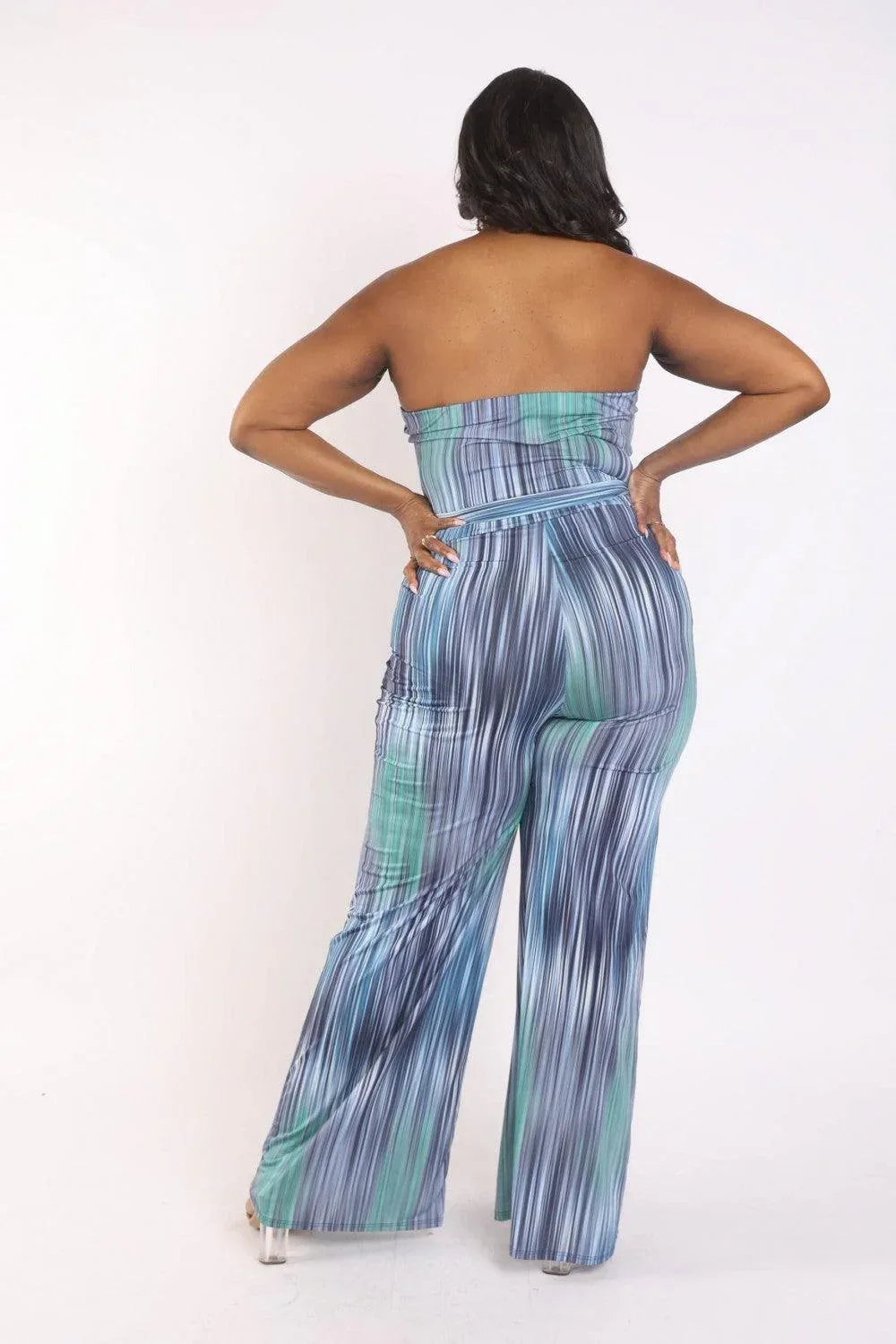 Printed Tube Jumpsuit With Self Belt | Mixtshop LLC