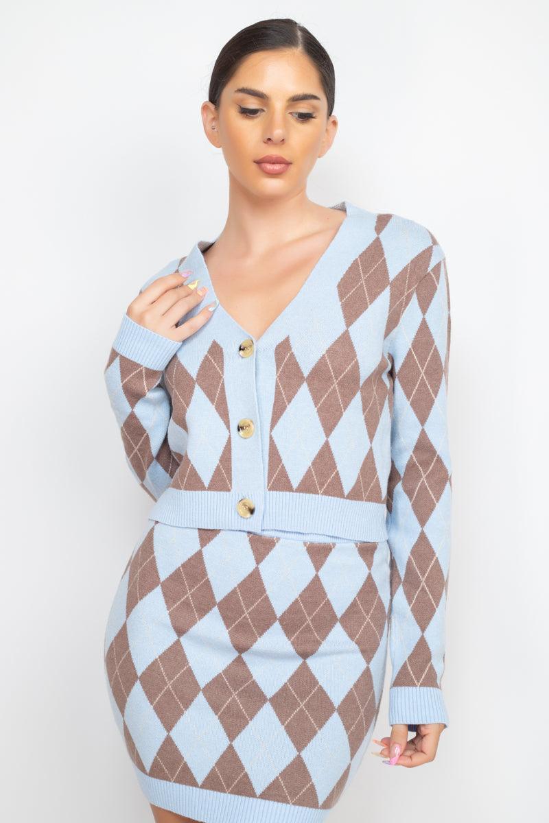 Diamond Button-front Cardigan Top | Mixtshop LLC Main image