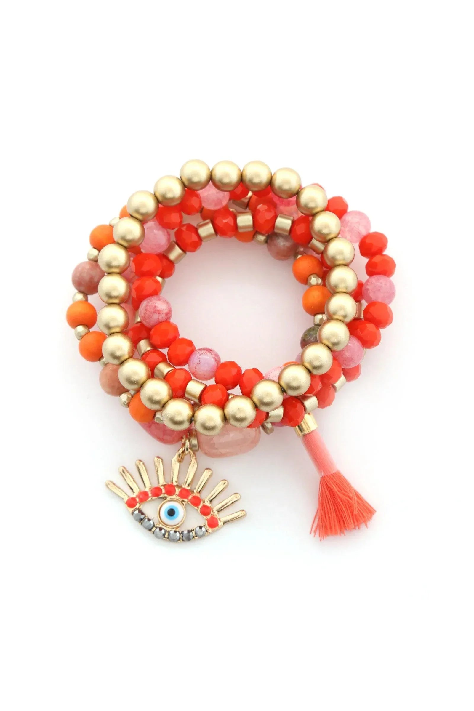 Evil Eye Bead Tassel Bracelet Set | Mixtshop LLC