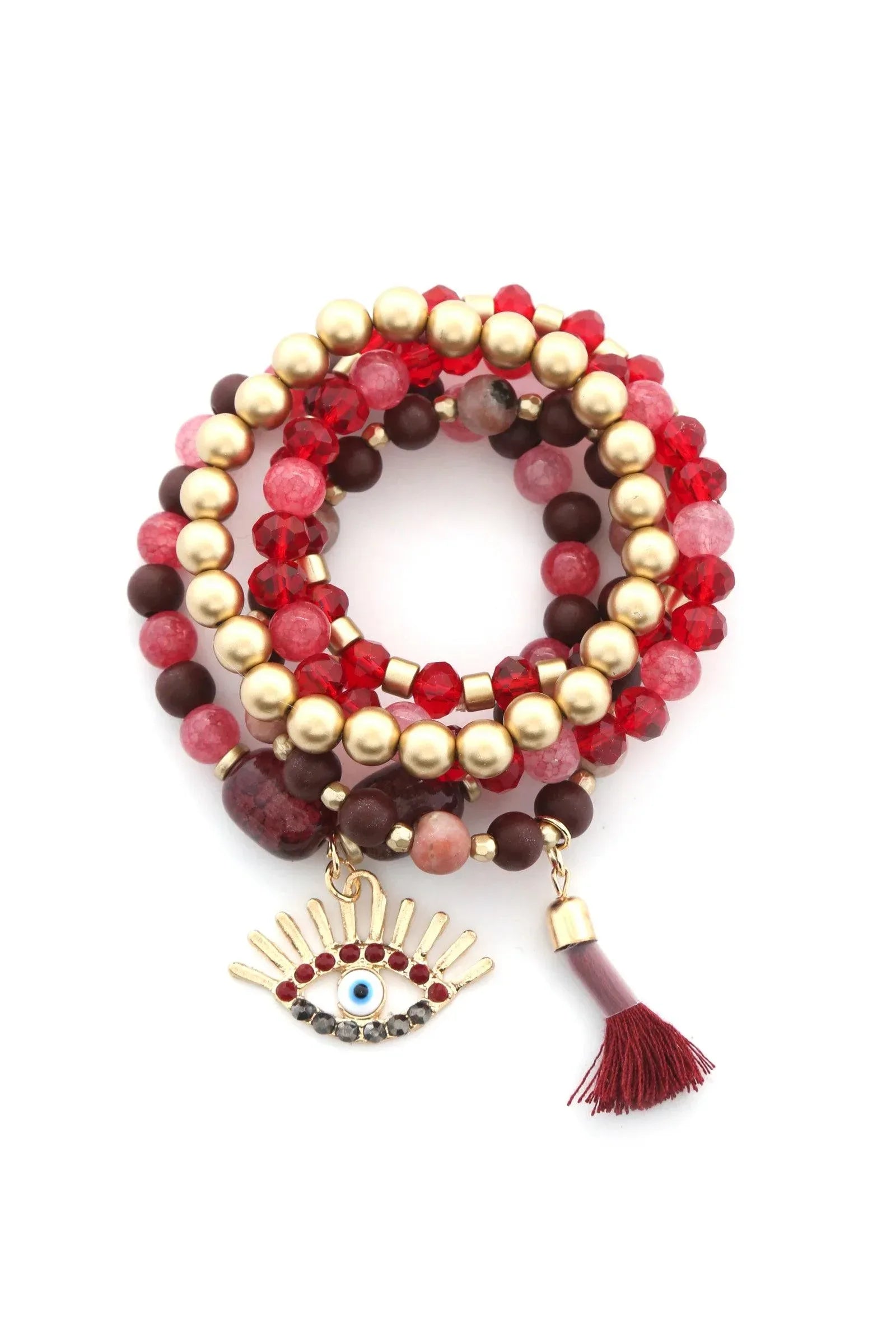 Evil Eye Bead Tassel Bracelet Set | Mixtshop LLC