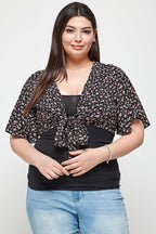 Plus Size Ditsy Floral Print Cropped Bolero Cardigan | Mixtshop LLC