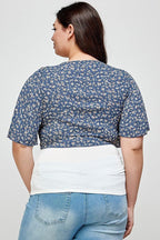 Plus Size Ditsy Floral Print Cropped Bolero Cardigan | Mixtshop LLC