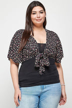 Plus Size Ditsy Floral Print Cropped Bolero Cardigan | Mixtshop LLC