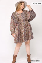 Print Mixed Dolman Sleeve Dress With Side Pockets | Mixtshop LLC