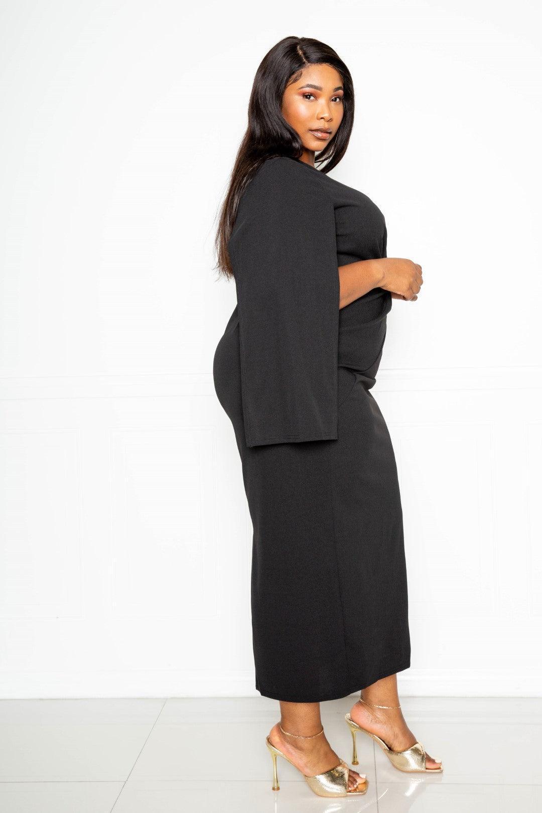 Cape Sleeve Dress With Knot Detail | Mixtshop LLC