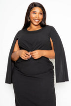 Cape Sleeve Dress With Knot Detail | Mixtshop LLC