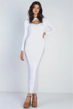 Cutout Bust Mesh Side Detail Long Sleeve Dress | Mixtshop LLC