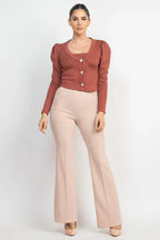Geometric Cami Puff Sleeves Blazer Top Set | Mixtshop LLC