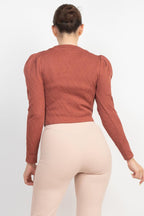 Geometric Cami Puff Sleeves Blazer Top Set | Mixtshop LLC