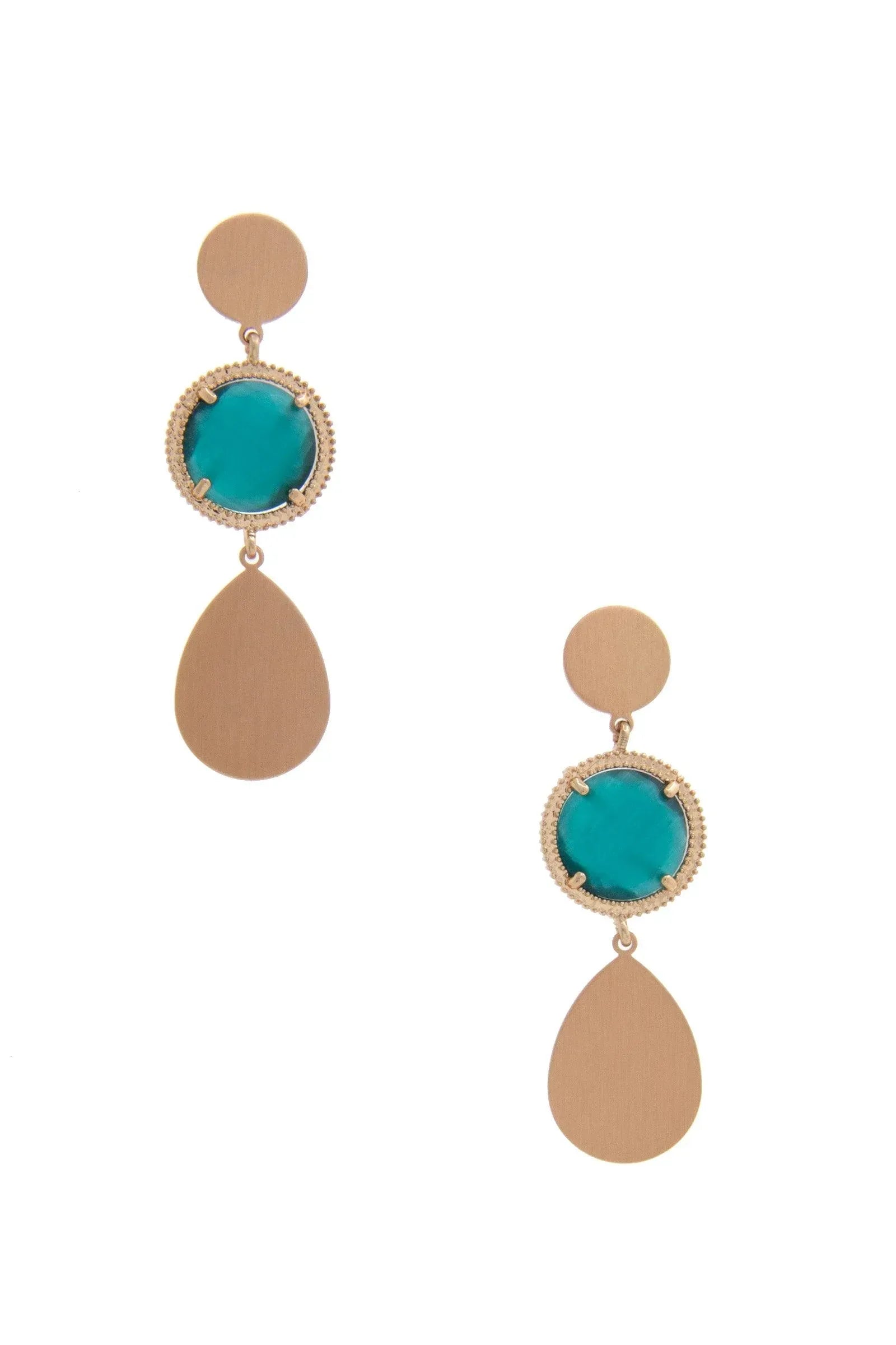 Round Gem Teardrop Dangle Earring | Mixtshop LLC Main image