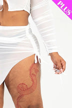 Plus Sexy Sheer Mesh Drawstring Ruched Skirt | Mixtshop LLC