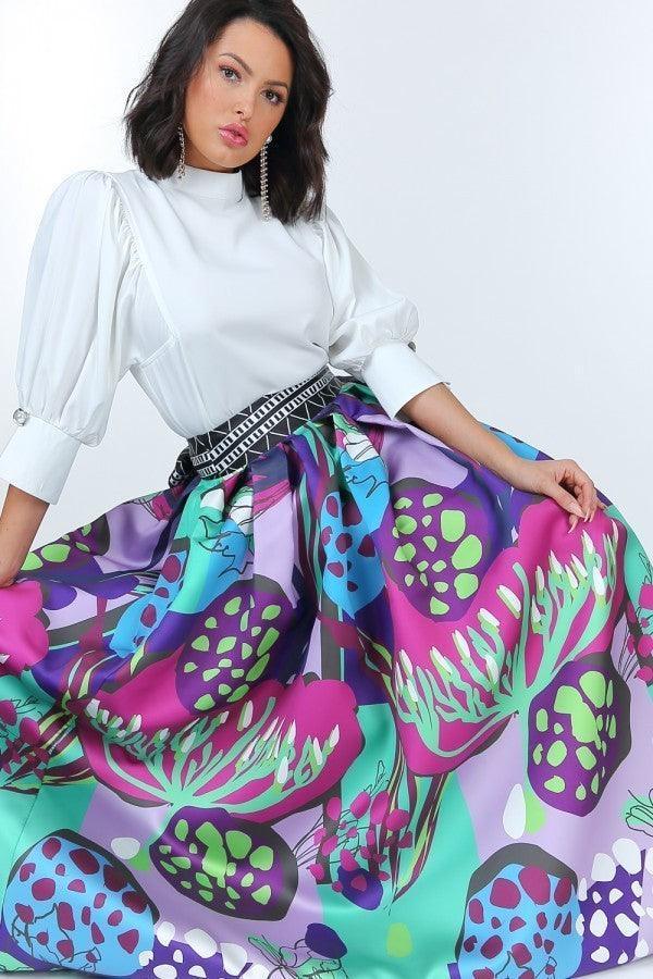 Puff Sleeve Blouse With Pearl Buttons | Mixtshop LLC Main image