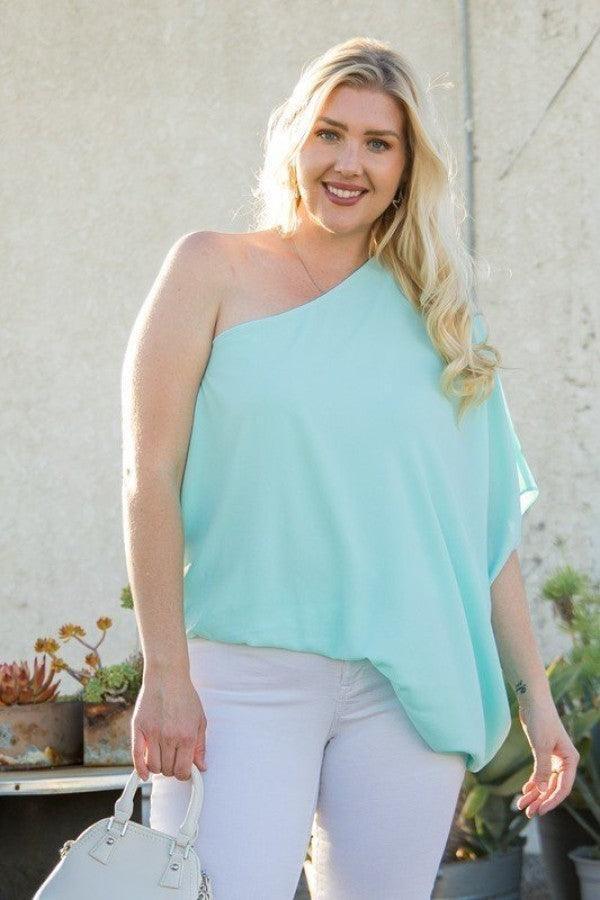 One Shoulder Long Sleeve Unbalance Top | Mixtshop LLC Main image