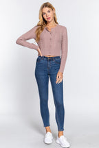 Crew Neck Cable Sweater Cardigan | Mixtshop LLC