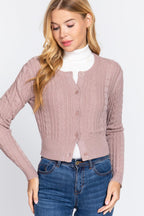 Crew Neck Cable Sweater Cardigan | Mixtshop LLC