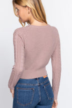 Crew Neck Cable Sweater Cardigan | Mixtshop LLC