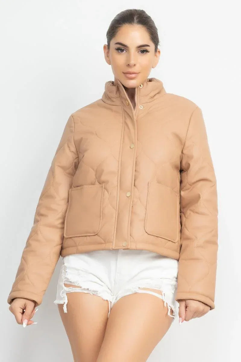 Mock Neck Quilted Jacket | Mixtshop LLC Main image