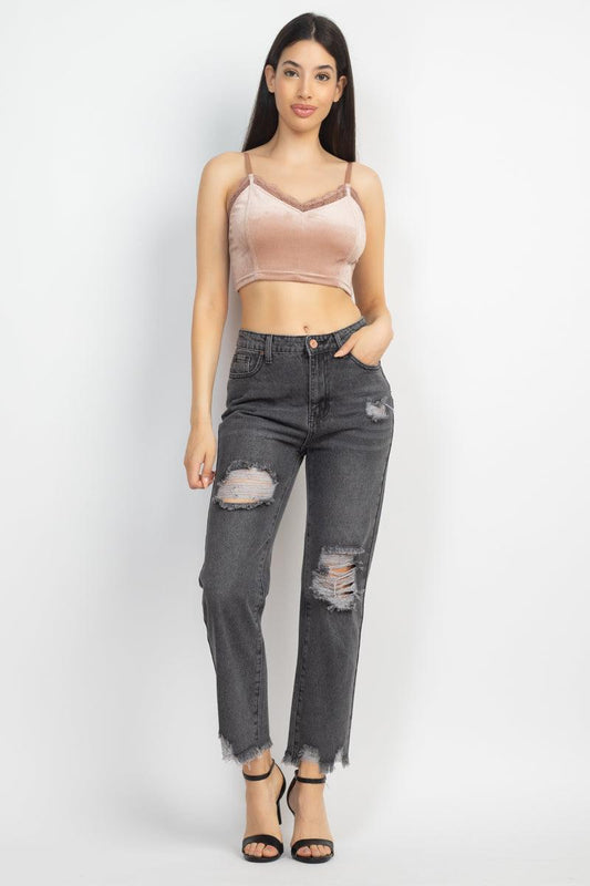Sleeveless Corset Velvet Crop Top | Mixtshop LLC
